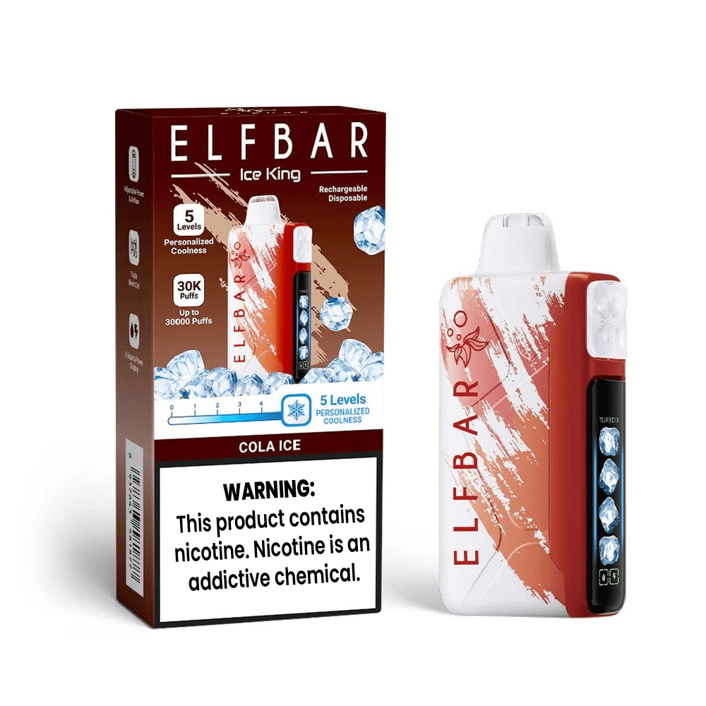 ELFBAR ICE KING COLA ICE 50 MG 30000 PUFFS The New Get ELFBAR Ice King Cola Ice 50mg 30000 Puffs vape in Dubai. Icy cola flavor with 30k puffs. Single & box options at VAPEHOPE UAE. 18+.