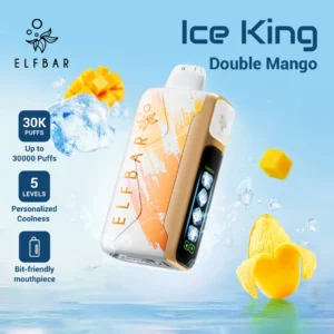 Buy ELFBAR Ice King Double Mango 50mg in Dubai. Rich mango flavor, 30k puffs. Single & box options across UAE. 18+.