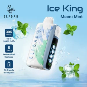 Buy ELFBAR Ice King Miami Mint 30k Puffs Disposable in Dubai & UAE. Clean icy mint flavor disposable vape