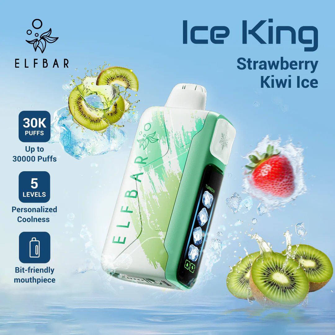 ELFBAR_Ice_King_Strawberry_Kiwi_Ice_30k ELFBAR Ice King Strawberry Kiwi Ice 30k in Dubai. Fruity ice blend. Buy single or box at VAPEHOPE UAE