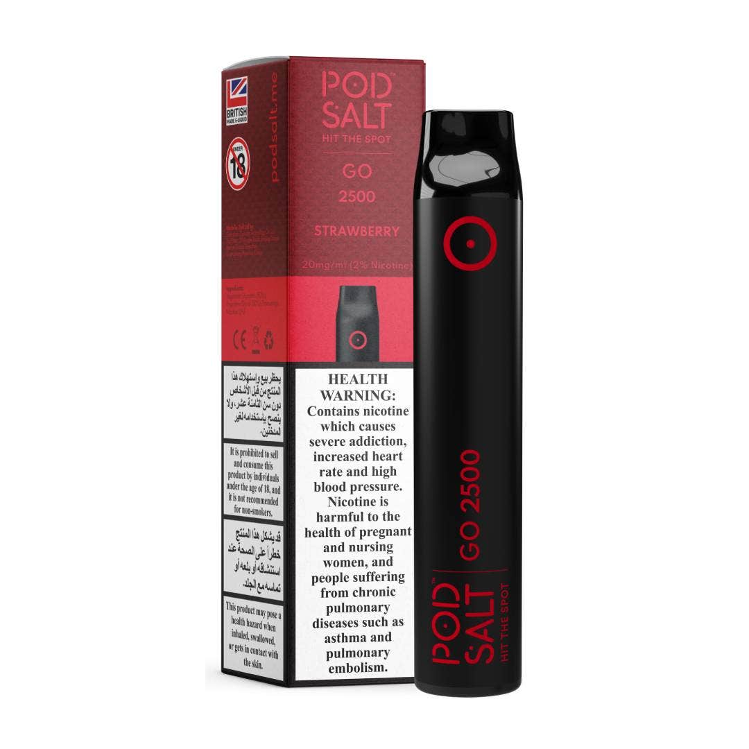 POD_SALT_GO_2500_strawberry_20mg_2500_Puffs Pod salt Go Strawberry 2500 Puffs DUBAI UAE, with 2500 puffs, prefilled vape in dubai. fast delivery all over uae